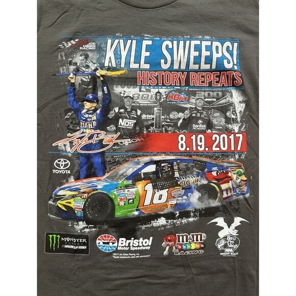 Nascar Kyle Busch Vintage T Shirt Men’s Size M 2017 Bristol Sweep Joe Gibbs Rac - Picture 2 of 4